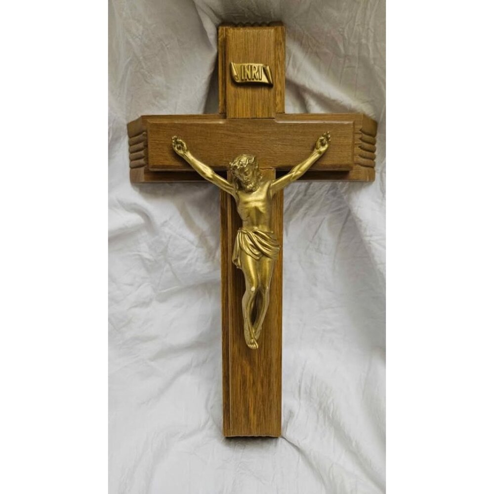 Antique Sick Call Crucifixion Holy Water Bottle & Candlestick